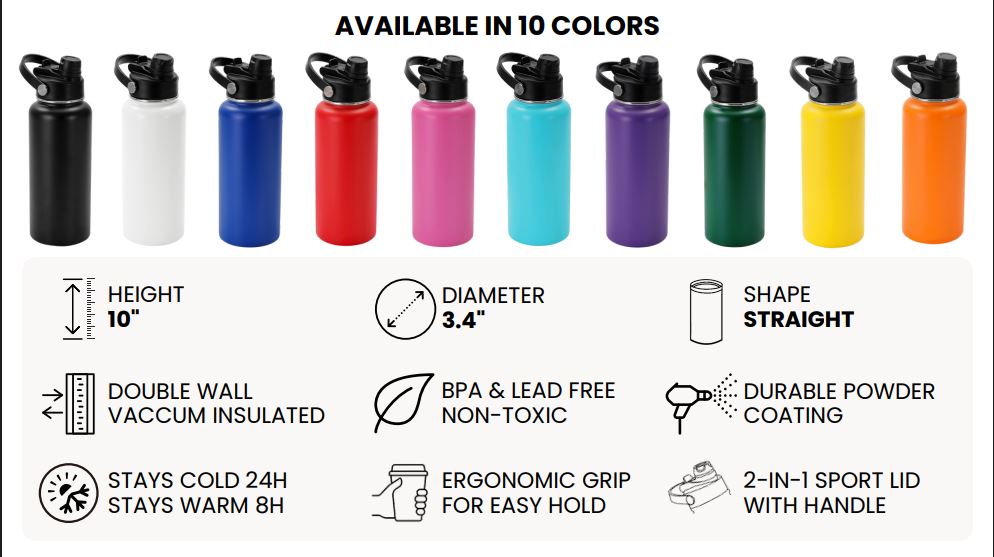 32 oz Custom Engraved Water Bottle